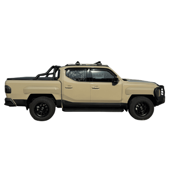 KiaTasmanwithUCWSSunshadessolarscreensSideViewVehicleImage-Edited.png Kia Tasman Rear Cab Sunshade Kit - Sunshade