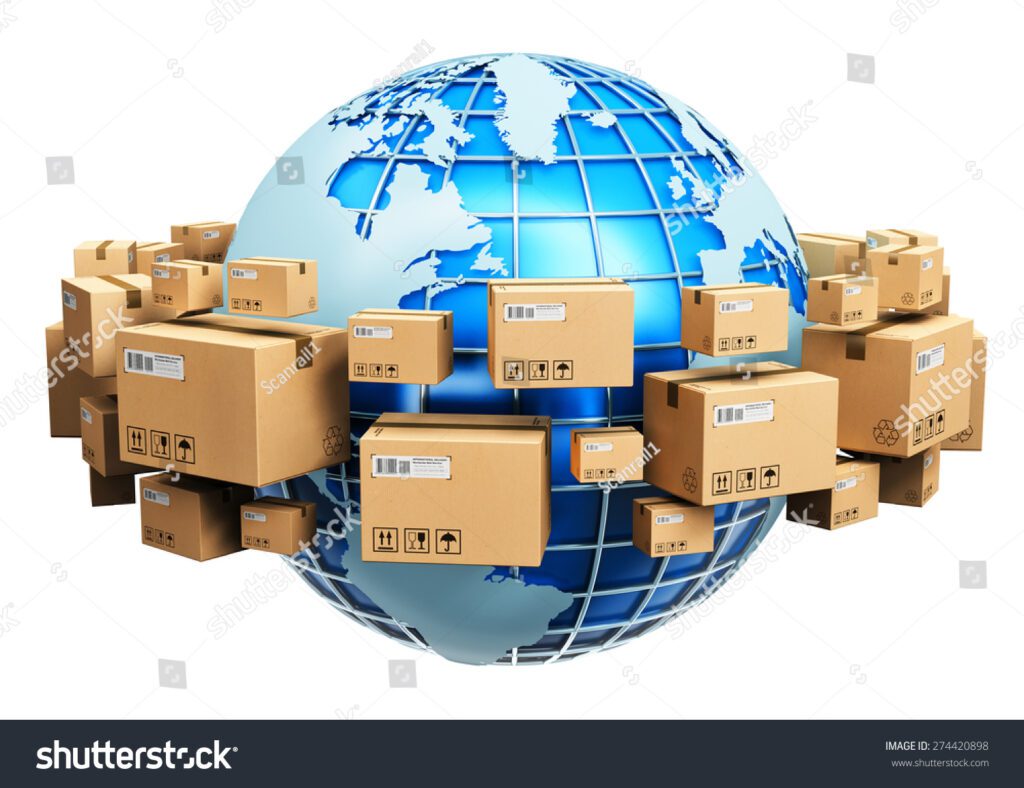 stock photo global logistics shipping and worldwide delivery business concept blue earth planet globe 274420898